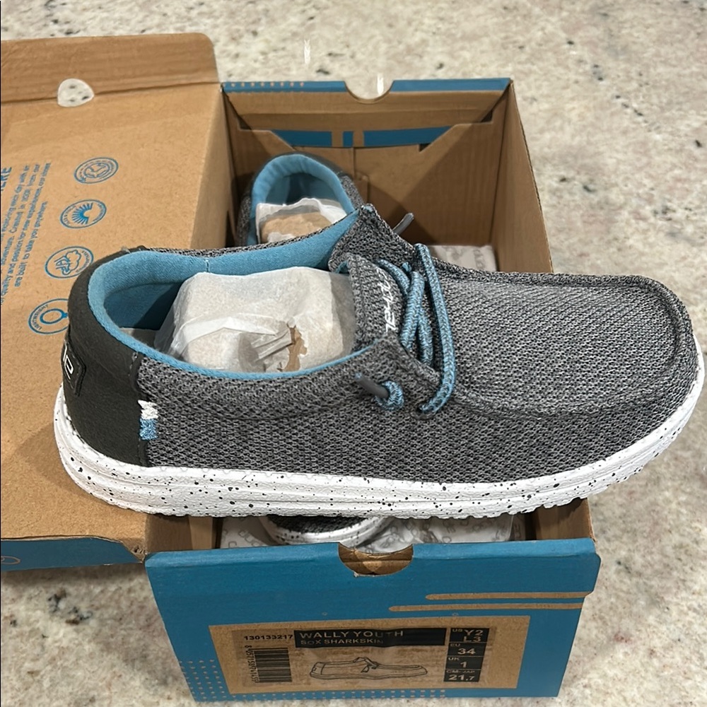 Hey Dude Wally Youth Shoes - Sharkskin Gray